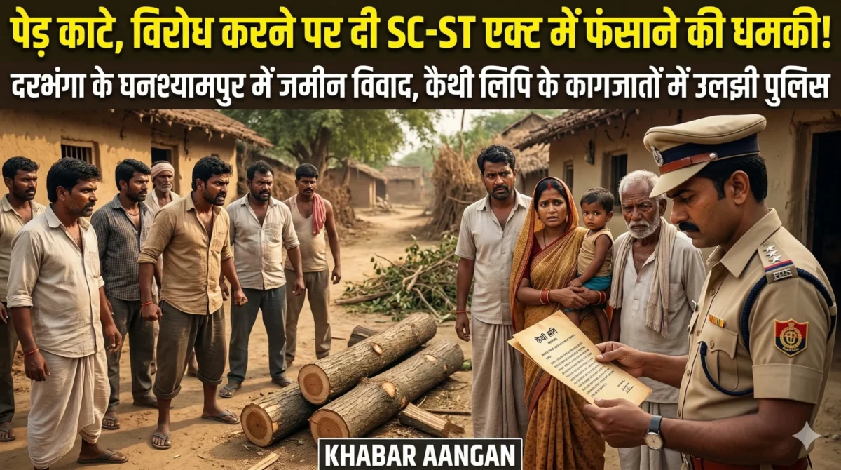 Darbhanga के घनश्यामपुर में जमीन विवाद ने पकड़ा तूल: पेड़ काटे, विरोध करने पर दी SC-ST एक्ट में फंसाने की धमकी