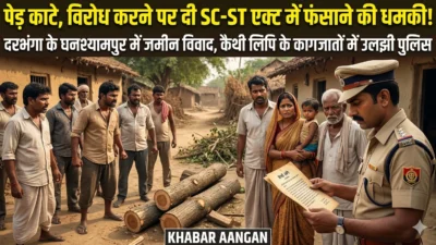 क्या हम फिर से गुलाम हो रहे हैं? Darbhanga के घनश्यामपुर में जमीन विवाद ने पकड़ा तूल: पेड़ काटे, विरोध करने पर दी SC-ST एक्ट में फंसाने की धमकी
