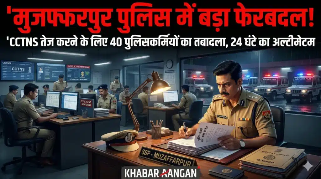 Muzaffarpur पुलिस महकमे में बड़ा फेरबदल: CCTNS को रफ्तार देने के लिए 40 पुलिसकर्मियों का तबादला, 24 घंटे का अल्टीमेटम