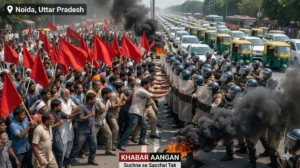 वेतन वृद्धि की मांग को लेकर Noida में भड़के मजदूर! प्रदर्शन