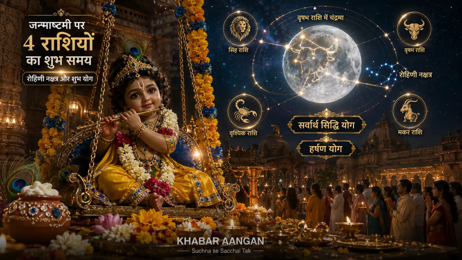 जन्माष्टमी पर बन रहा द्वापर युग जैसा दुर्लभ महासंयोग, 4 राशियों के लिए खुलेंगे तरक्की और धन लाभ के रास्ते